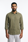 Men linen shirt - Olive Green