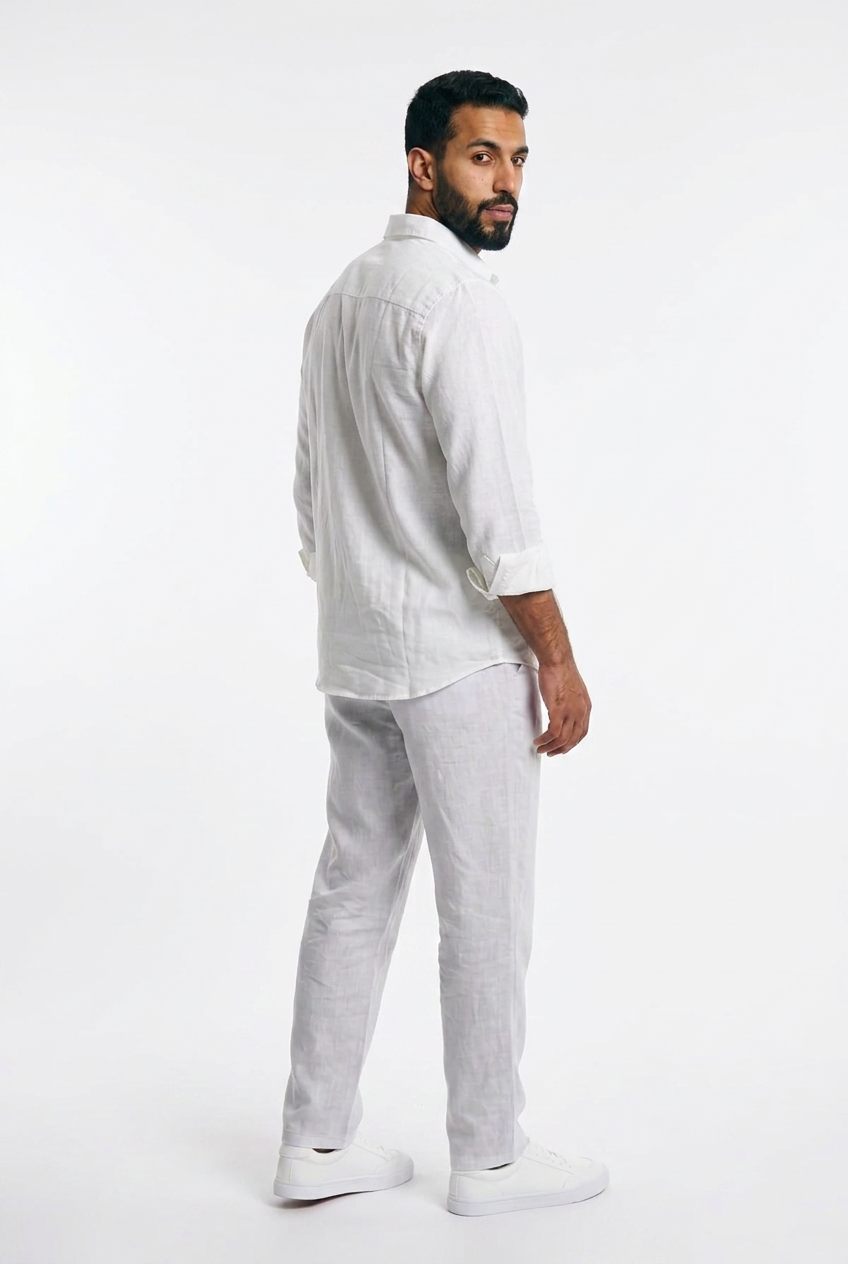 Men linen shirt - White