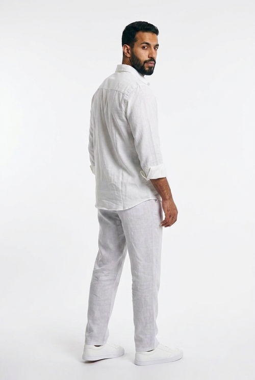 Men linen shirt - White