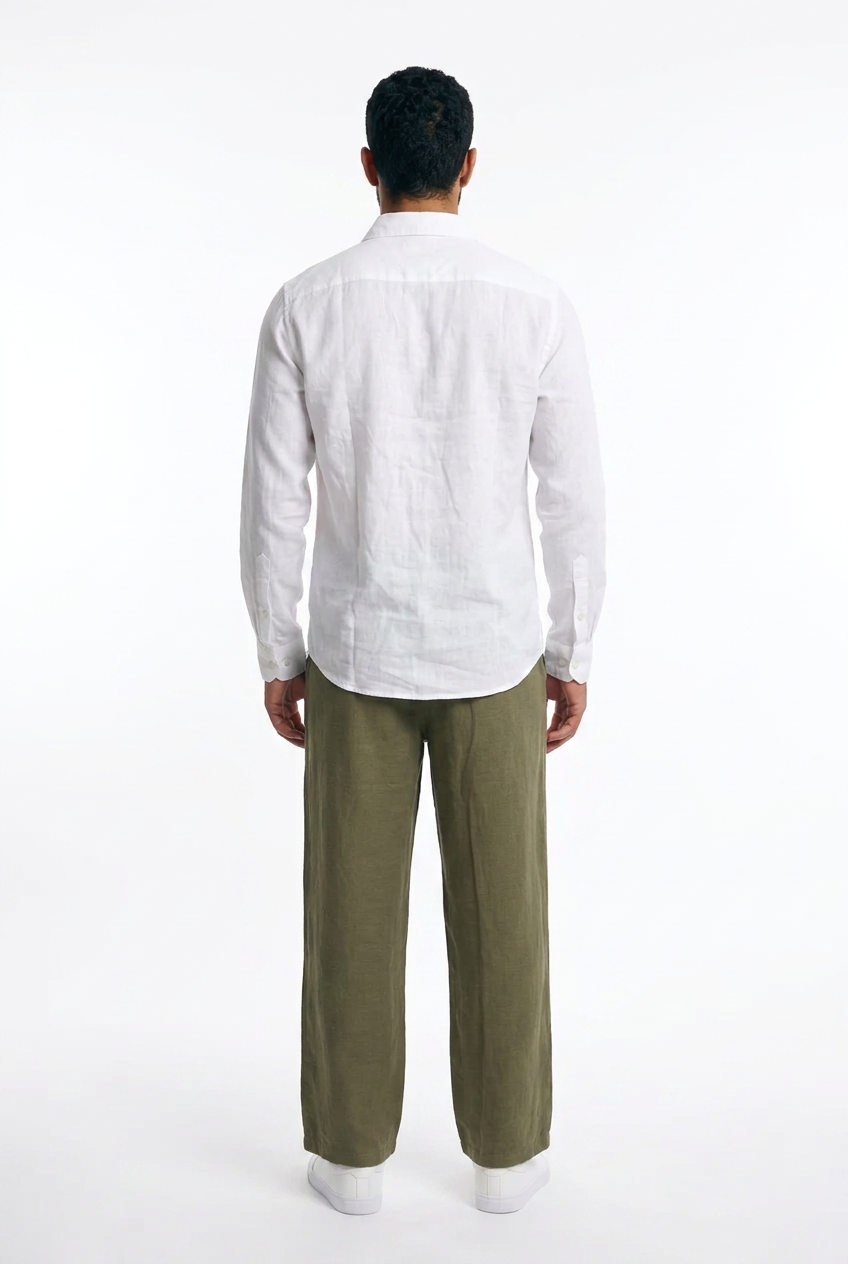 Men Linen Pants- Olive Green