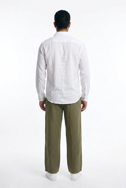 Men Linen Pants- Olive Green