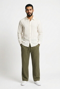 Men Linen Pants- Olive Green